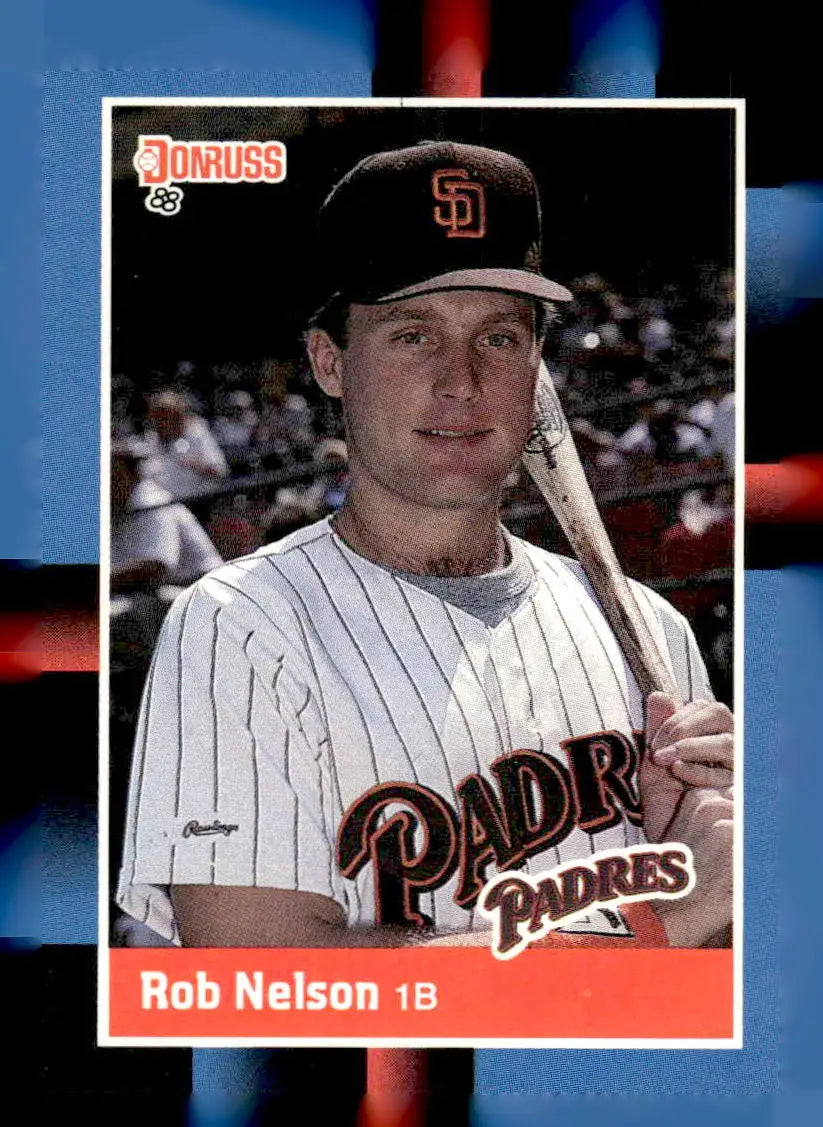 Baseball trading card featuring Rob Nelson in San Diego Padres uniform 1988 Donruss 574b Rob Nelson