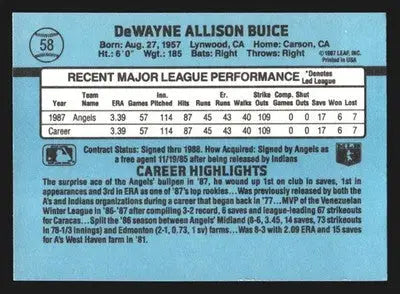 1988 Donruss #58 DeWayne Buice California Angels RC - Baseball Card Single