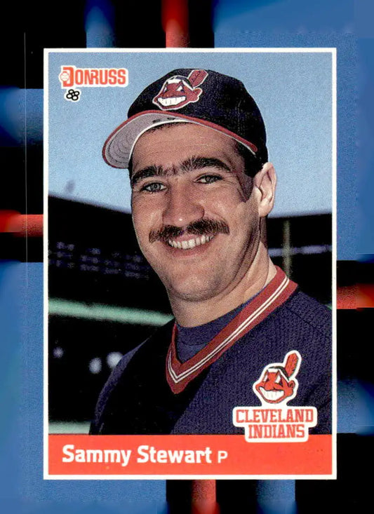 1988 Donruss Sammy Stewart baseball card featuring Sammy Stewart of the Cleveland Indians