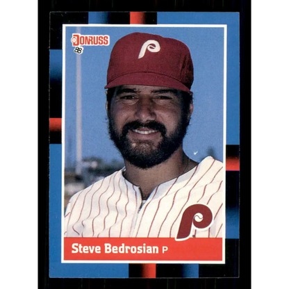 1988 Donruss #62 Steve Bedrosian EX Philadelphia Phillies Baseball Card Image 1