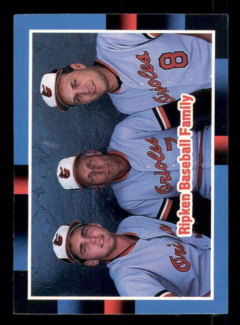 1988 Donruss #625 Billy Ripken/Cal Ripken Sr./Cal Ripken Jr. NM-MT Baltimore Orioles Baseball Card - Baseball Card