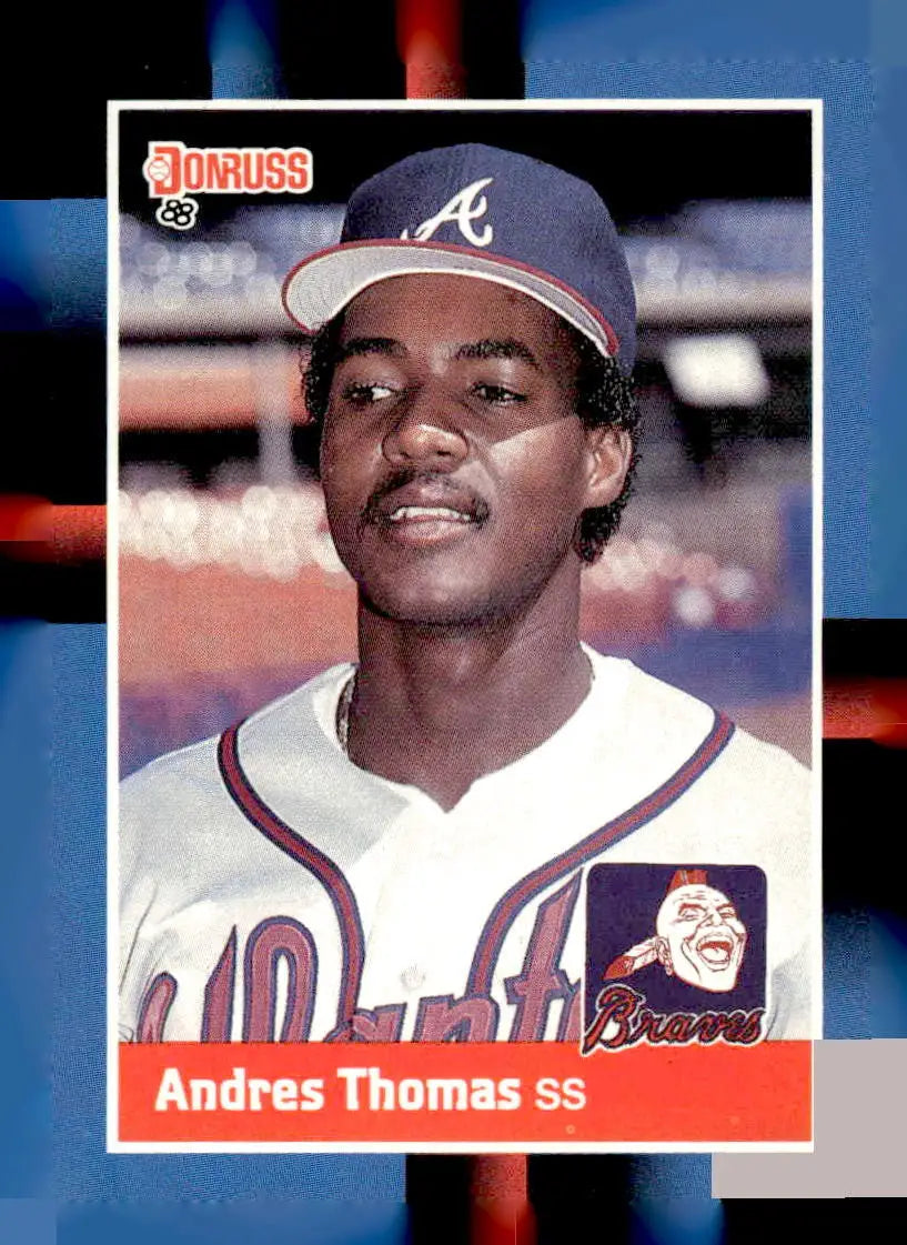1988 Donruss Andres Thomas SS baseball card displayed in 1988 Donruss #627 Andres Thomas