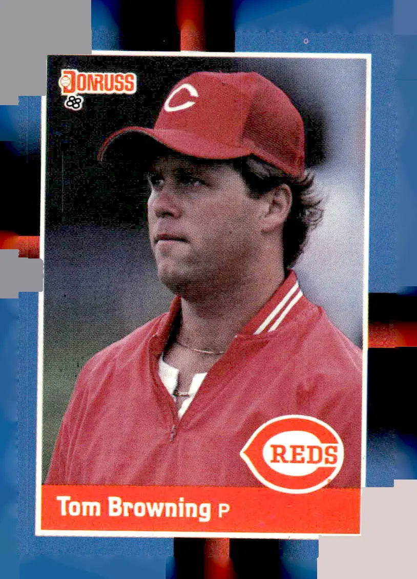 1988 Donruss Tom Browning baseball card featuring Cincinnati Reds player Tom Browning