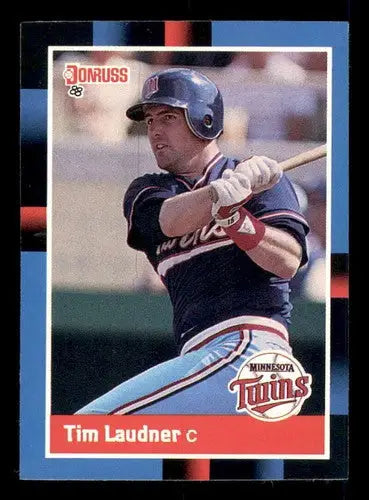 1988 Donruss Tim Laudner baseball card featuring original gloss and Twins team detail
