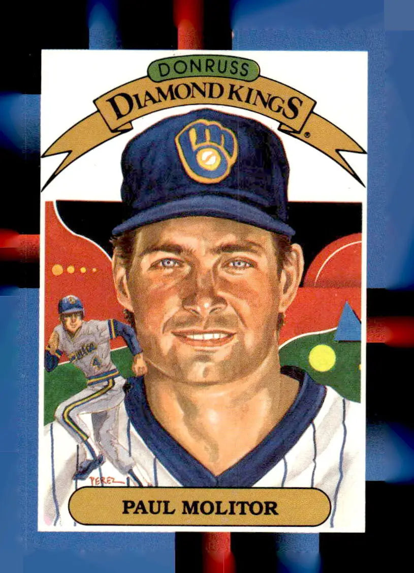 Vintage Paul Molitor Donruss baseball card from 1988 Donruss #7 displayed