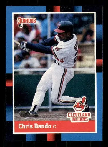 1988 Donruss Chris Bando baseball card featuring original gloss and Indians team