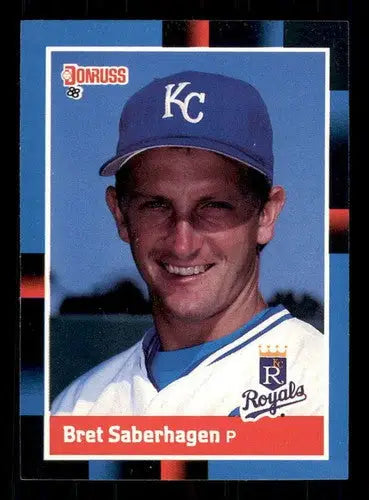 Original gloss 1988 Donruss Bret Saberhagen baseball card featuring Royals player