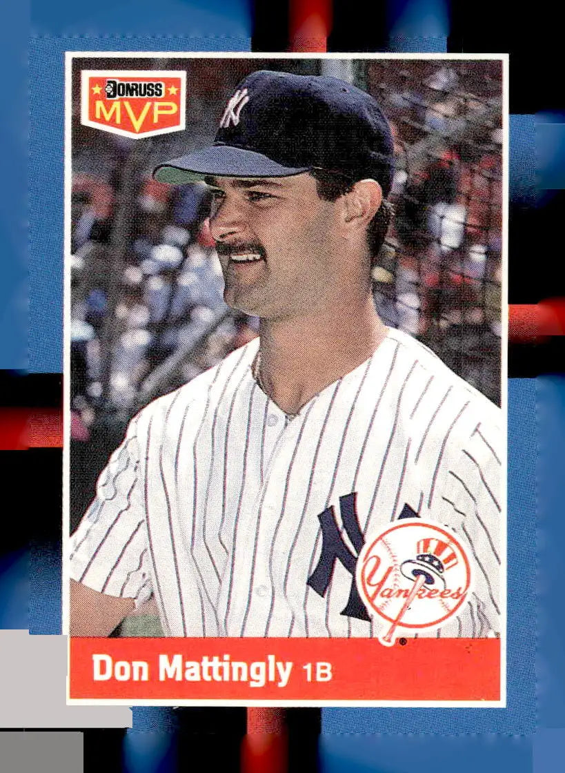 Baseball card of Don Mattingly in Yankees uniform from 1988 Donruss Don Mattingly Bonus MVPs