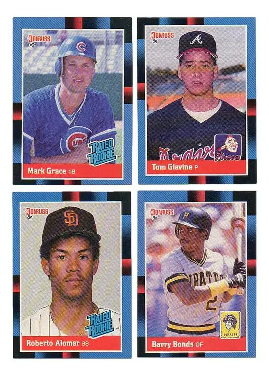 Collection of 1980s baseball player trading cards from Donruss Hand Collected set