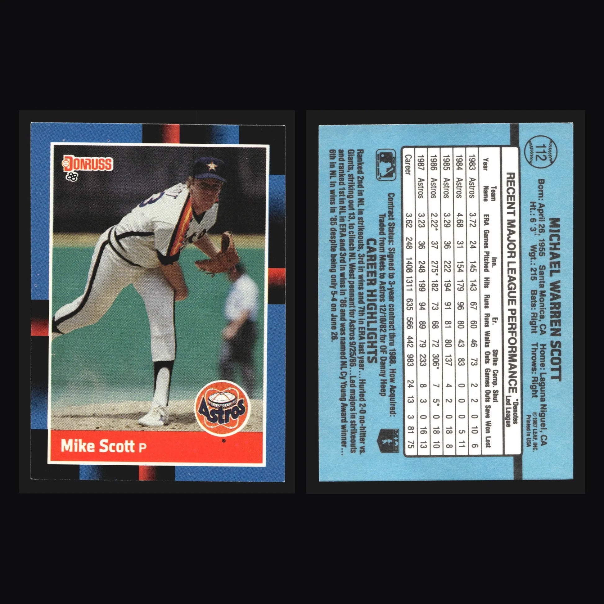 1988 Donruss Mike Scott #112 Houston Astros - Baseball Card Single