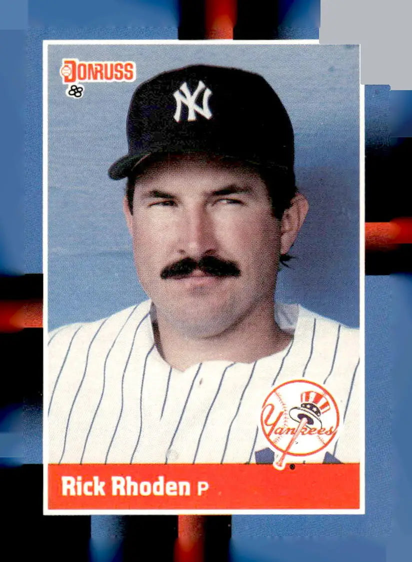1988 Donruss Rick Rhoden baseball card featuring New York Yankees team collection