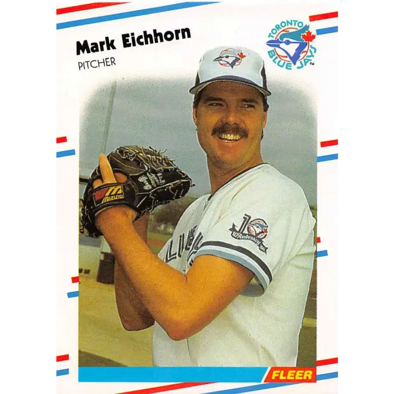 1988 Fleer #108 Mark Eichhorn EX Excellent Toronto Blue Jays Baseball Card - Baseball Card Single