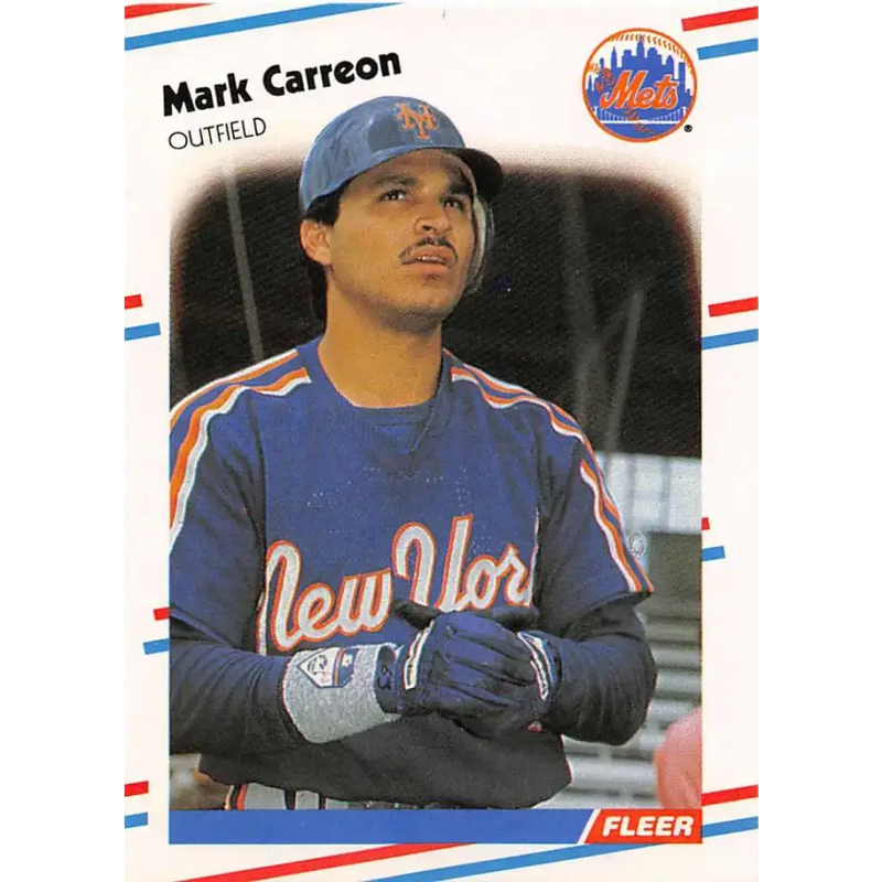 1988 Fleer #129 Mark Carreon EX Excellent RC Rookie New York Mets Baseball Card - Baseball Card Single