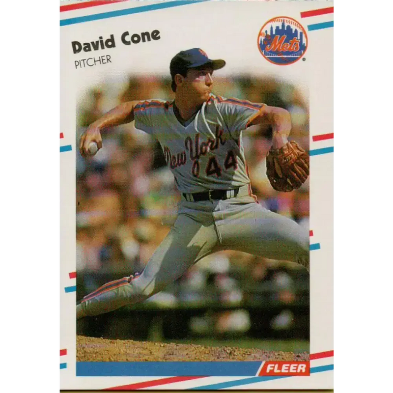 1988 Fleer #131 David Cone EX Excellent New York Mets Baseball Card - Baseball Card Single