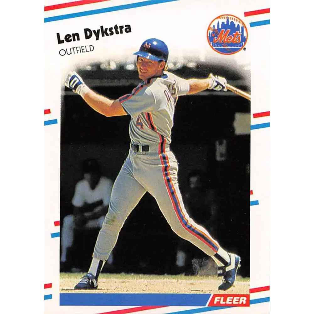 1988 Fleer #133 Lenny Dykstra EX Excellent New York Mets Baseball Card - Baseball Card Single