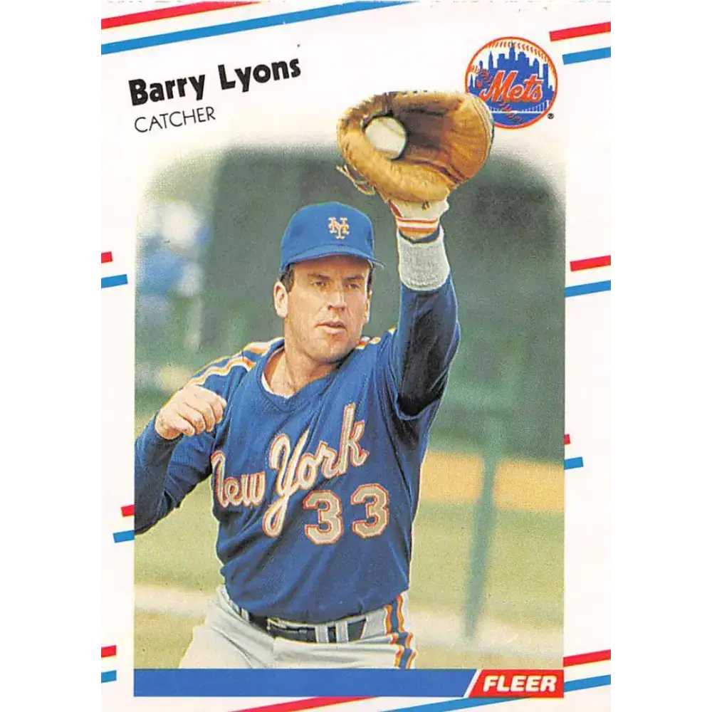 1988 Fleer #140 Barry Lyons EX Excellent RC Rookie New York Mets Baseball Card - Baseball Card Single