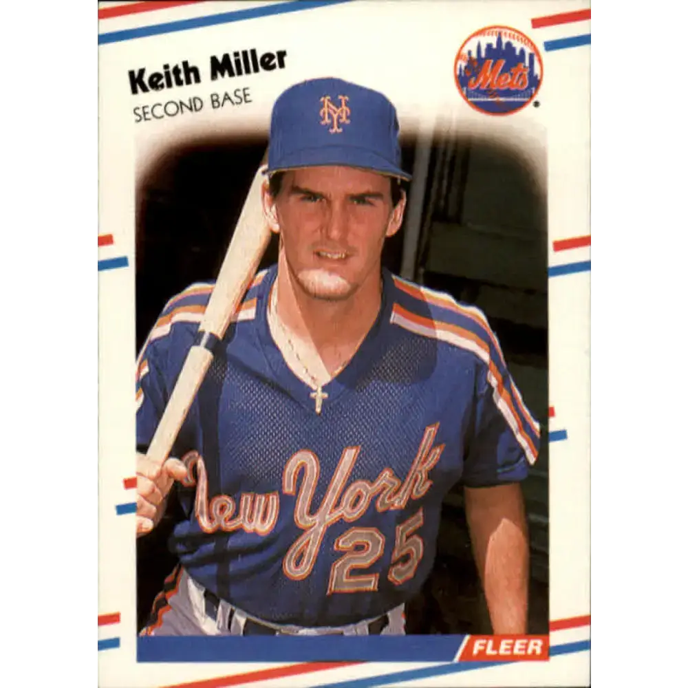 1988 Fleer #144 Keith Miller EX Excellent RC Rookie New York Mets Baseball Card - Baseball Card Single