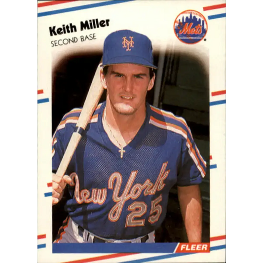 1988 Fleer #144 Keith Miller EX Excellent RC Rookie New York Mets Baseball Card - Baseball Card Single