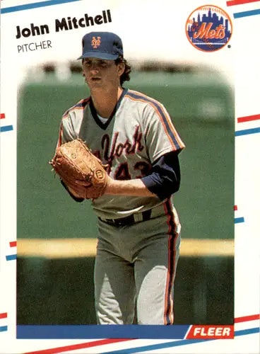 Original gloss 1988 Fleer John Mitchell NM-MT rookie baseball card featuring Mets ID 45955