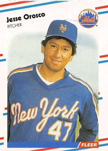 1988 Fleer Jesse Orosco baseball card in NM Near Mint condition, cards typically sell