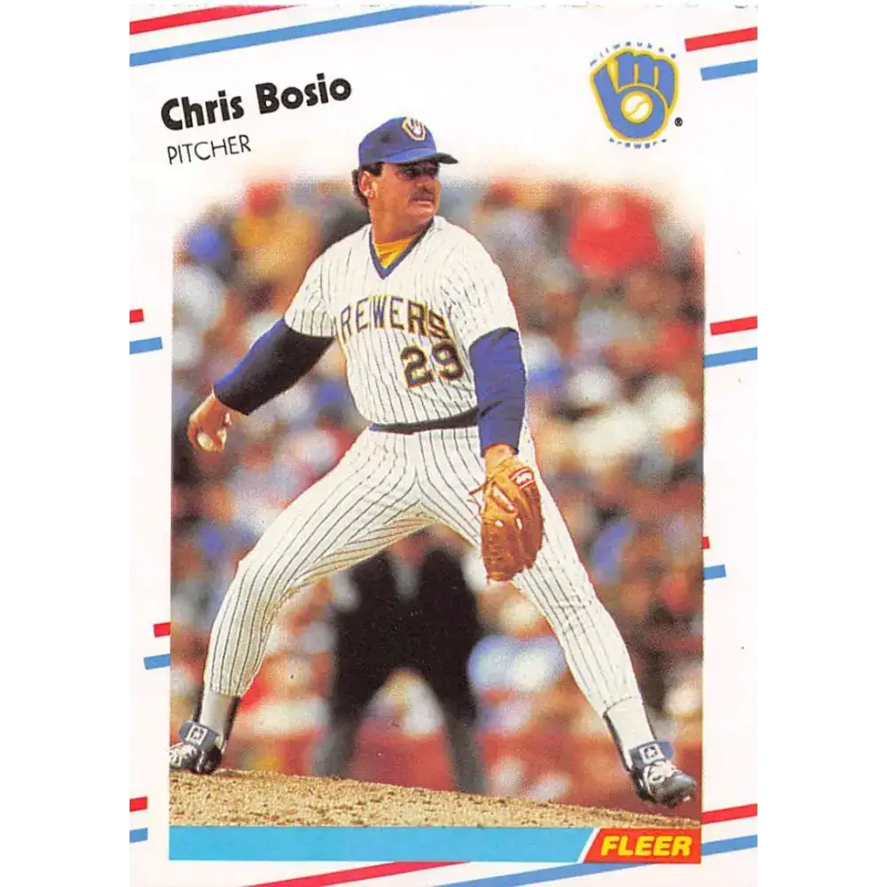 1988 Fleer #156 Chris Bosio EX Excellent Milwaukee Brewers Baseball Card - Baseball Card Single