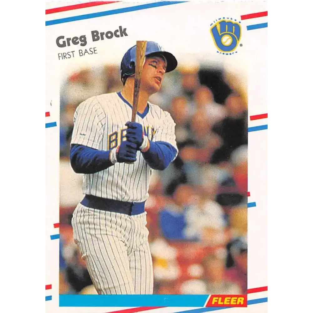 1988 Fleer #158 Greg Brock EX Excellent Milwaukee Brewers Baseball Card - Baseball Card Single