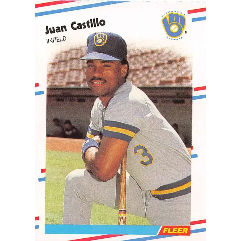 1988 Fleer #159 Juan Castillo EX Excellent Milwaukee Brewers Baseball Card - Baseball Card Single