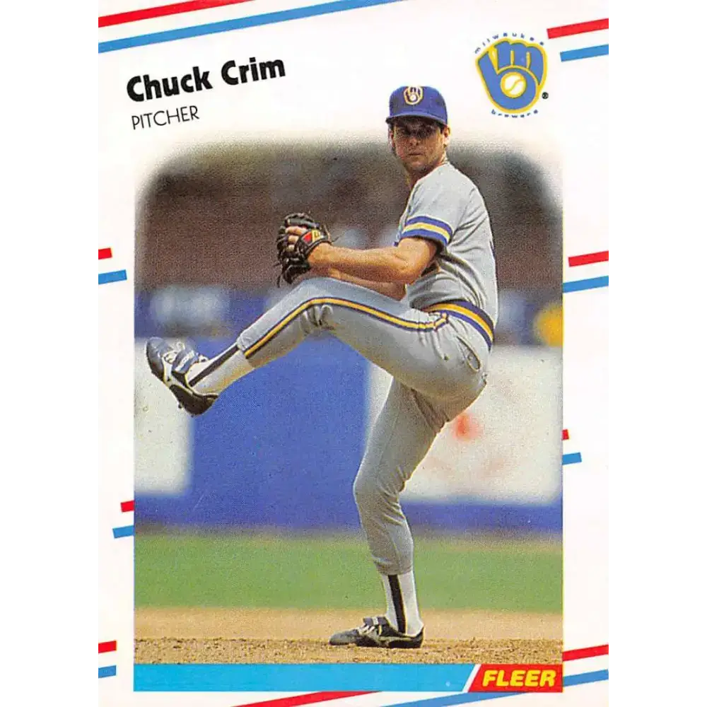 1988 Fleer #162 Chuck Crim EX Excellent RC Rookie Milwaukee Brewers Baseball Card - Baseball Card Single