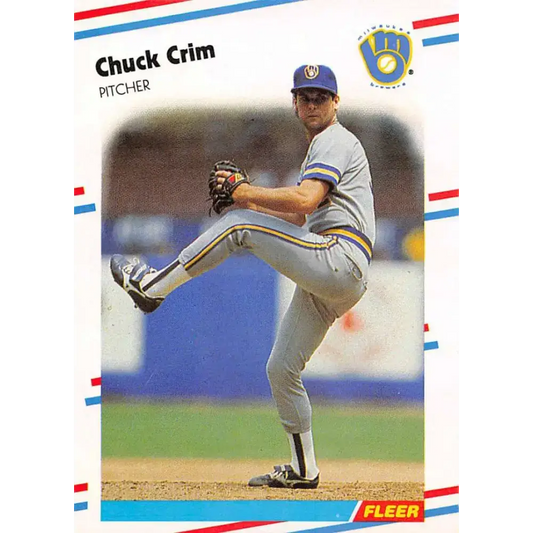 1988 Fleer #162 Chuck Crim EX Excellent RC Rookie Milwaukee Brewers Baseball Card