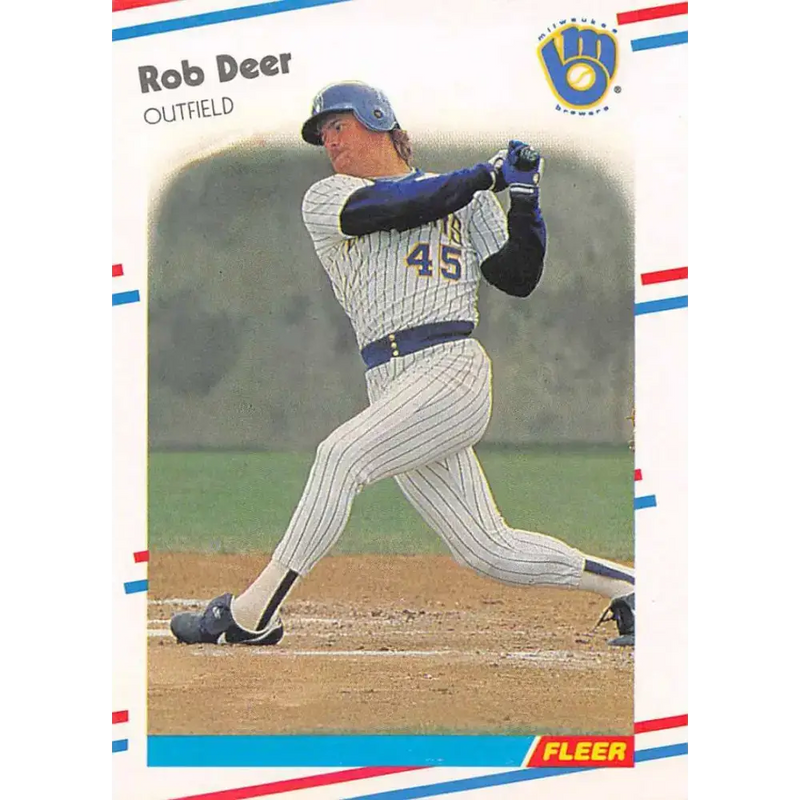 1988 Fleer #163 Rob Deer EX Excellent Milwaukee Brewers Baseball Card - Baseball Card Single