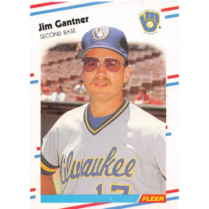 1988 Fleer #165 Jim Gantner EX Excellent Milwaukee Brewers Baseball Card