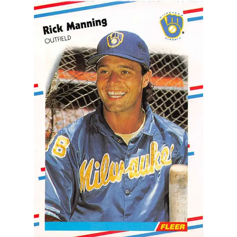 1988 Fleer #168 Rick Manning EX Excellent Milwaukee Brewers Baseball Card