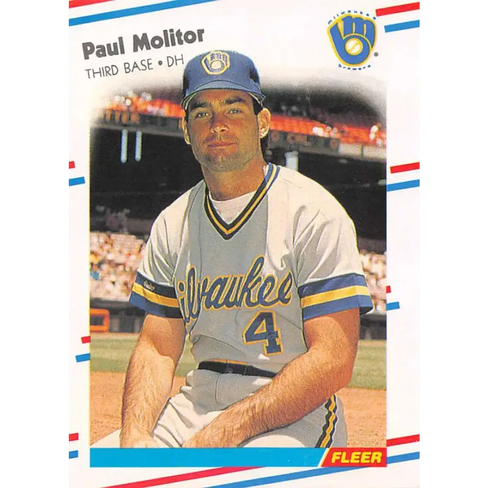 1988 Fleer #169 Paul Molitor EX Excellent Milwaukee Brewers Baseball Card - Baseball Card Single