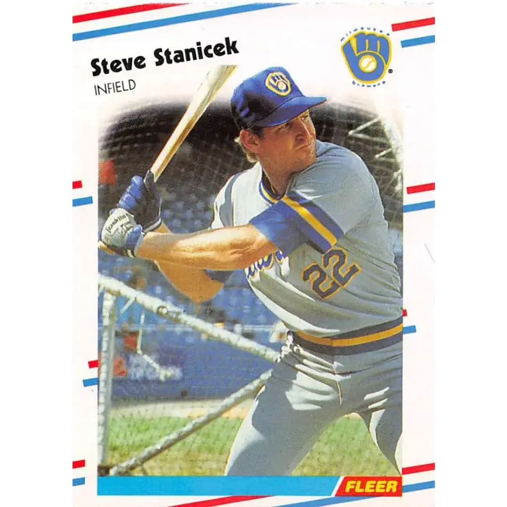 1988 Fleer #174 Steve Stanicek EX Excellent Milwaukee Brewers Baseball Card - Baseball Card Single