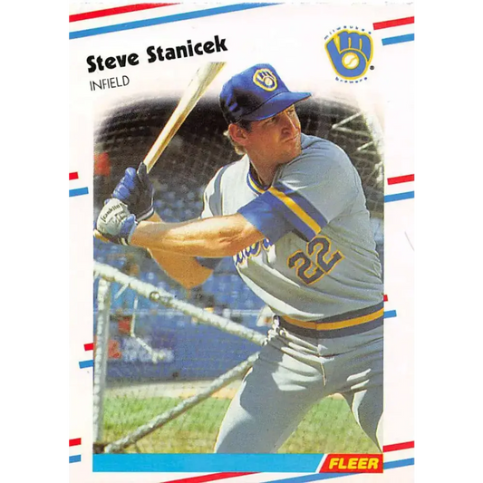 1988 Fleer #174 Steve Stanicek EX Excellent Milwaukee Brewers Baseball Card