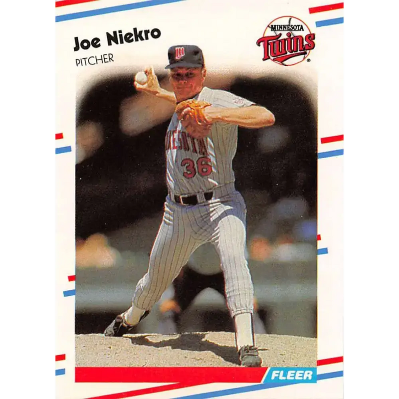 1988 Fleer #18 Joe Niekro EX Excellent Minnesota Twins Baseball Card - Baseball Card Single