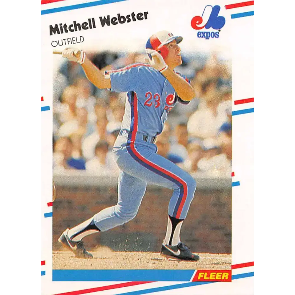 1988 Fleer #199 Mitch Webster EX Excellent Montreal Expos Baseball Card - Baseball Card Single