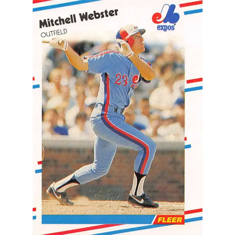 1988 Fleer #199 Mitch Webster EX Excellent Montreal Expos Baseball Card - Baseball Card Single