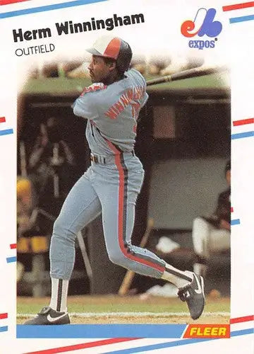 Original gloss 1988 Fleer Herm Winningham baseball card featuring Expos sports cards