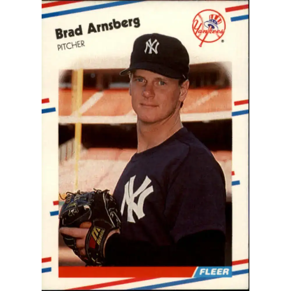 1988 Fleer #202 Brad Arnsberg EX Excellent RC Rookie New York Yankees Baseball Card - Baseball Card Single