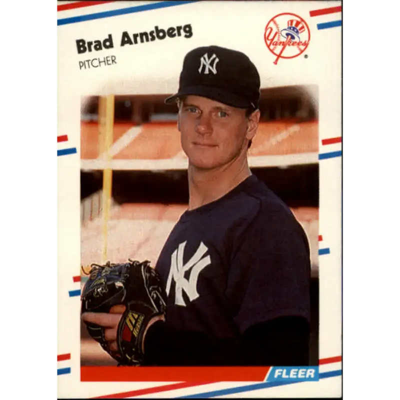 1988 Fleer #202 Brad Arnsberg EX Excellent RC Rookie New York Yankees Baseball Card - Baseball Card Single