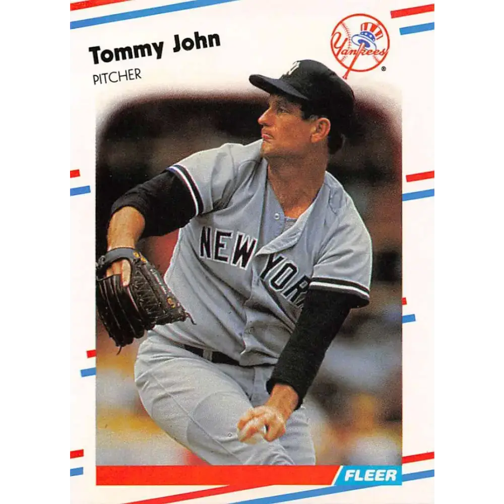 1988 Fleer #211 Tommy John EX Excellent New York Yankees Baseball Card - Baseball Card Single