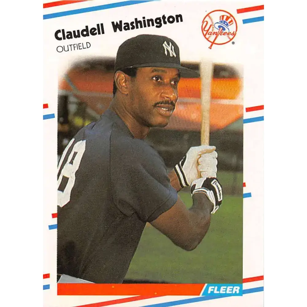 1988 Fleer #225 Claudell Washington EX Excellent New York Yankees Baseball Card - Baseball Card Single