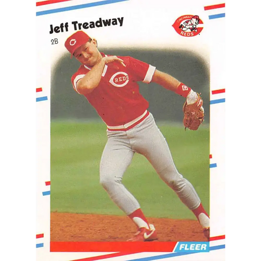 1988 Fleer #249 Jeff Treadway EX Excellent RC Rookie Cincinnati Reds Baseball Card - Baseball Card Single