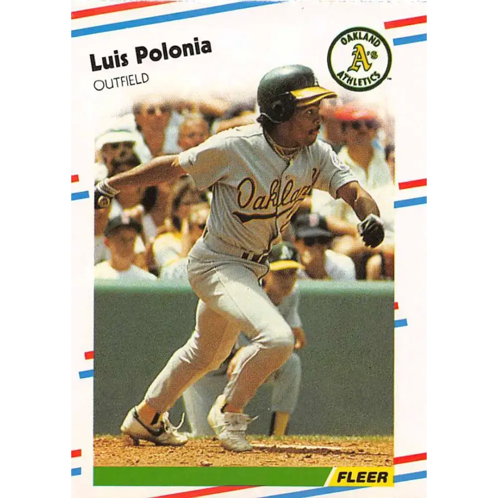 1988 Fleer #292 Luis Polonia EX Excellent RC Rookie Oakland Athletics Baseball Card - Baseball Card Single