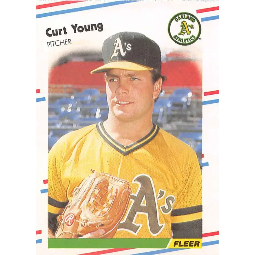 1988 Fleer #296 Curt Young EX Excellent Oakland Athletics Baseball Card - Baseball Card Single