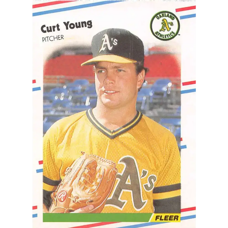 1988 Fleer #296 Curt Young EX Excellent Oakland Athletics Baseball Card - Baseball Card Single