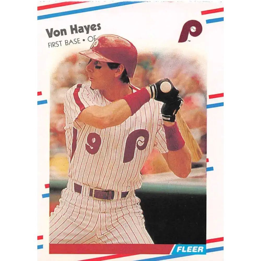 1988 Fleer #304 Von Hayes EX Excellent Philadelphia Phillies Baseball Card - Baseball Card Single