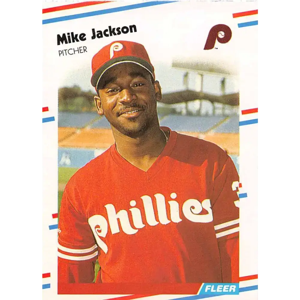 1988 Fleer #306 Mike Jackson EX Excellent RC Rookie Philadelphia Phillies Baseball Card - Baseball Card Single