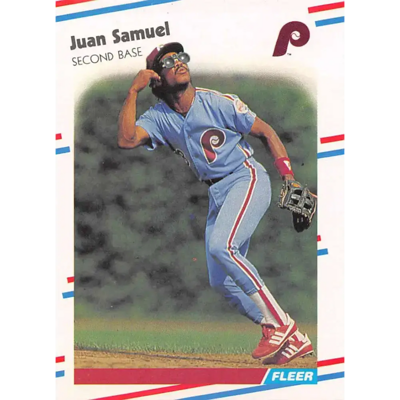 1988 Fleer #314 Juan Samuel EX Excellent Philadelphia Phillies Baseball Card - Baseball Card Single